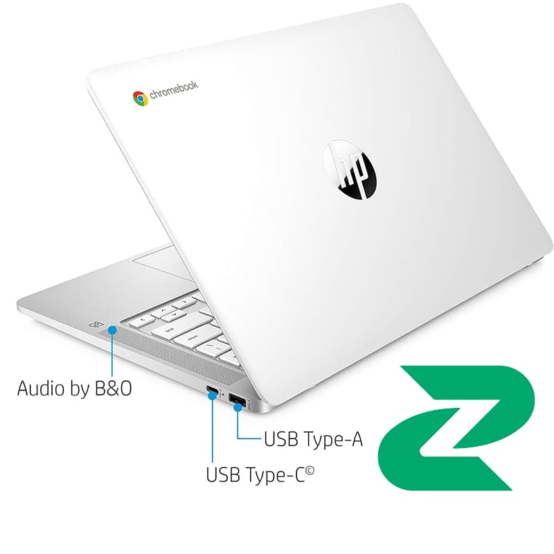 لپ تاپ استوک صحفه لمسی 14 اینچی اچ پی مدل Chrome Book 14 پردازنده Celeron رم 4 گیگابایت هارد64 گیگابایت گرید ++A — تصویر ۲