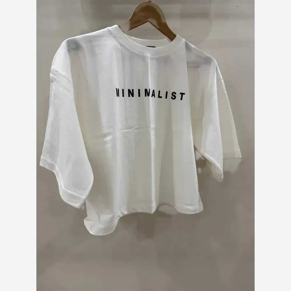 تیشرت کراپ دخترانه زنانه مینیمال سبز پاستلی طرح MINIMALIST — تصویر ۵