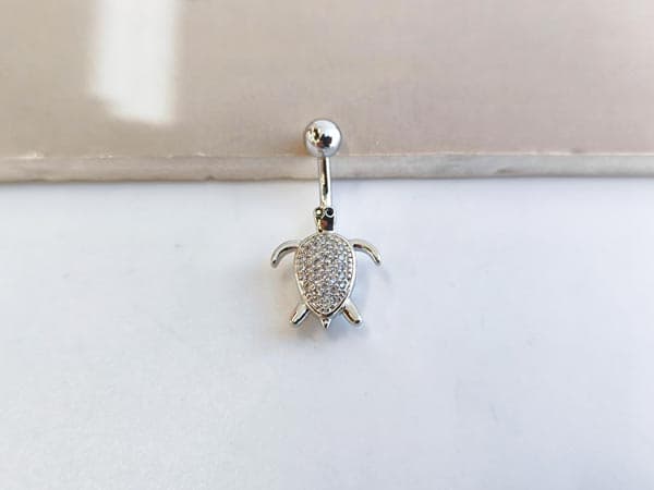 پیرسینگ ناف لاک پشت نقره ای کد 10906 — تصویر ۴