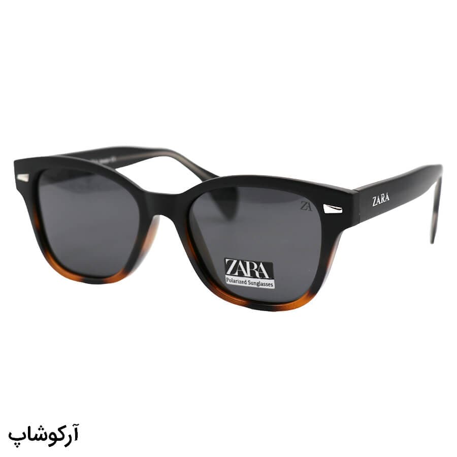 عینک آفتابی Zara با فریم مشکی مات، شکل ویفرر، دسته سیمدار و لنز دودی تیره و پلاریزه مدل 66808