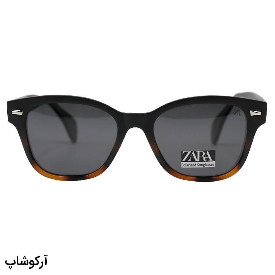 عینک آفتابی Zara با فریم مشکی مات، شکل ویفرر، دسته سیمدار و لنز دودی تیره و پلاریزه مدل 66808 — تصویر ۲