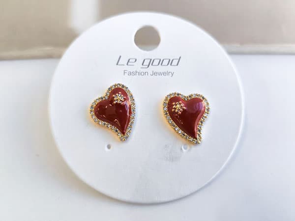 گوشواره میناکاری قرمز دور نگین کد 10787