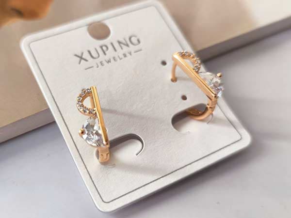 گوشواره حلقه ای برند ژوپینگ نگینی کد 10599 — تصویر ۴