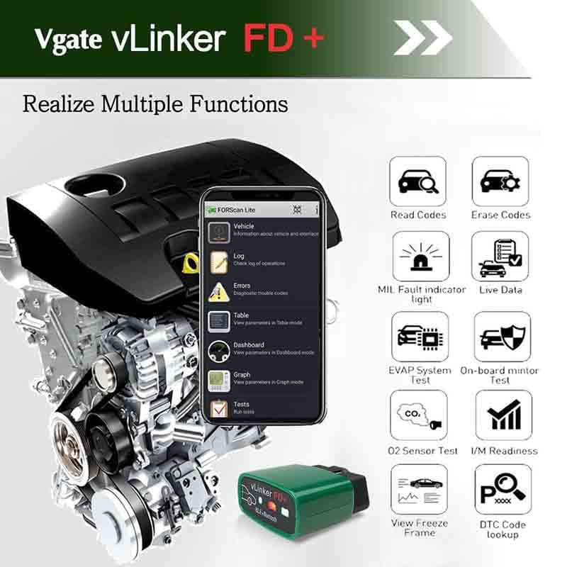 دیاگ بلوتوثی خودرو برند Vgate vLinker FD+ — تصویر ۴