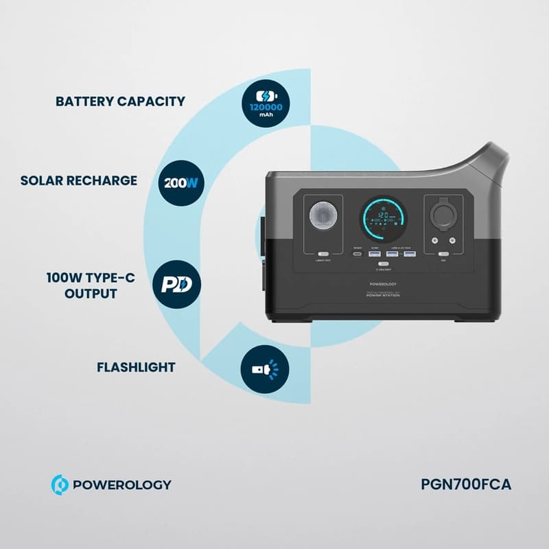 پاور استیشن 700 واتی پاورولوژی Powerology Portable Power Generator 700W PGN700FCA — تصویر ۸