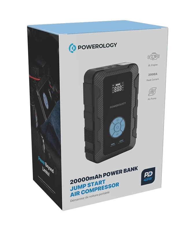 جامپ استارتر و پمپ باد 20000 میلی آمپر پاورولوژی Powerology Jump Starter with Air Pump PPBCHA43 — تصویر ۳