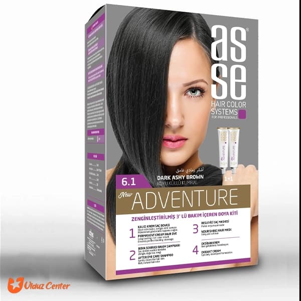 کیت رنگ موی بدون آمونیاک asse رنگ قهوه ای سیر کد 6.1