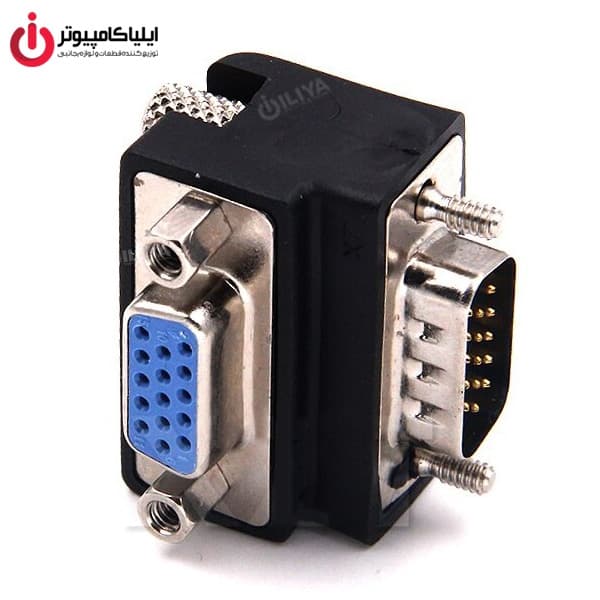 تبدیل کانکتور برل یک 90 درجه یک سر ماده یک سر نر VGA 15PIN — تصویر ۲