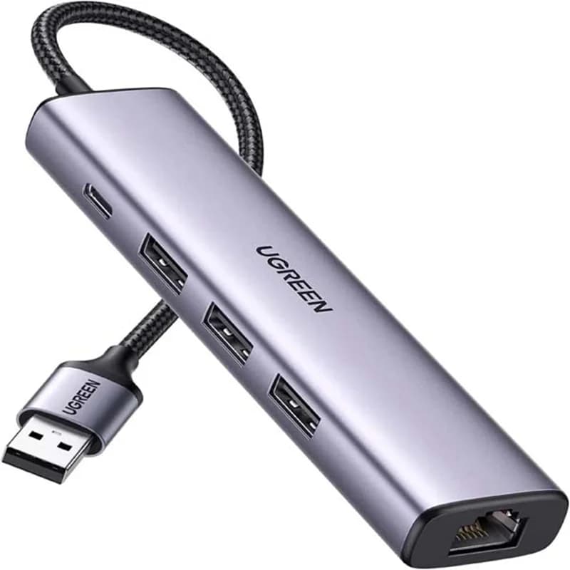 هاب 5 پورت USB 3.0 یوگرین مدل CM475-60554 با 3 پورت USB 3.0 و 1 پورت LAN و Type-C PD