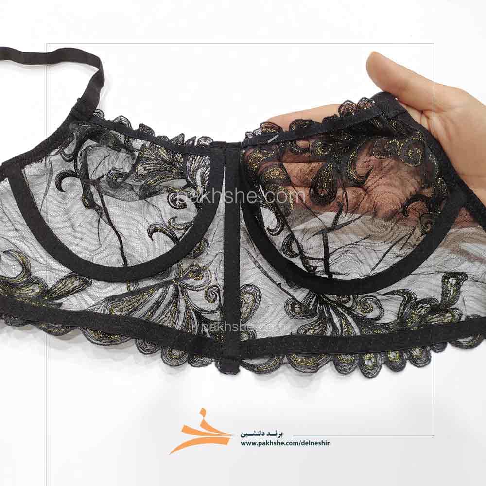 ست فانتزی جلوبلند مشکی برند دلنشین کد 6362 — تصویر ۳