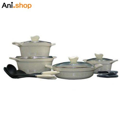 سرویس قابلمه 11پارچه کرم گرانیتی لاین مدل UN-7877 کد 246