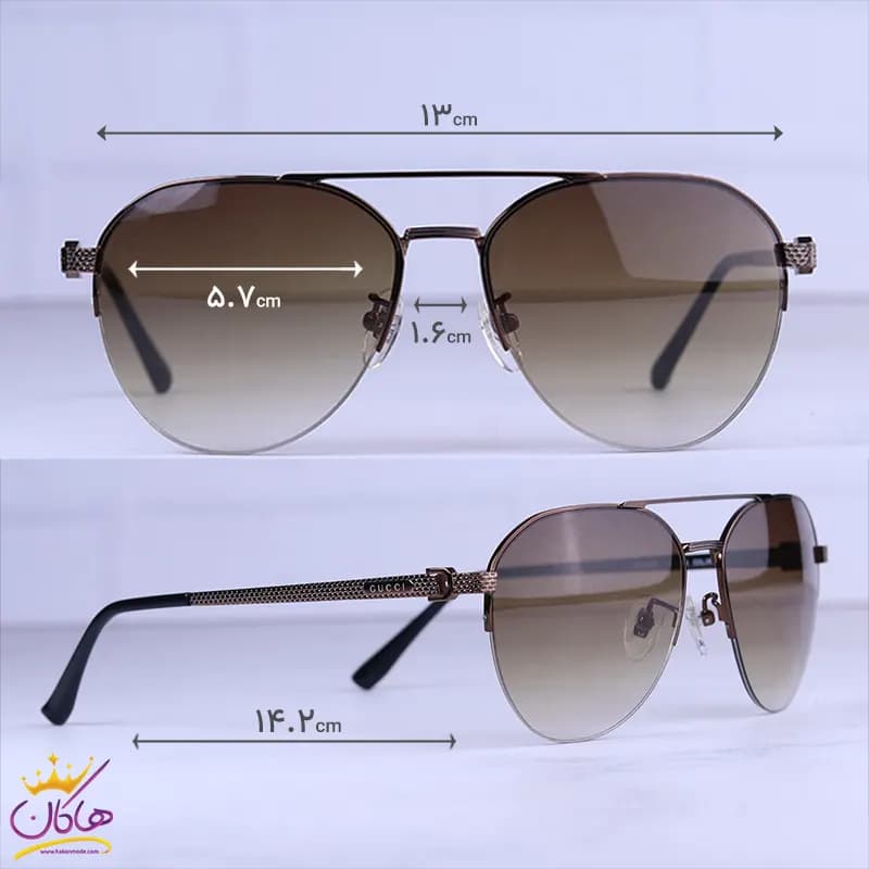 عینک آفتابی گوچی مردانه فریم خلبانی فلزی GG1358/5 — تصویر ۲