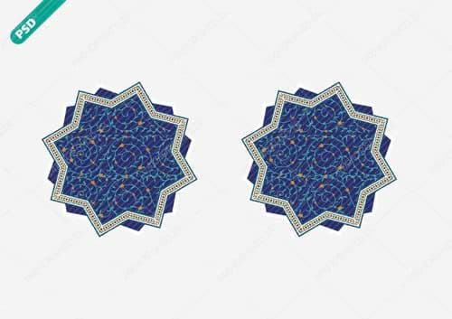 طرح کادر و حاشیه متن لایه باز اسلیمی کاشی psd — تصویر ۲