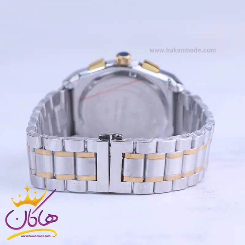 ساعت مچی رومانسون مردانه فلزی نقره ای طلایی صفحه مشکی 972/5 — تصویر ۳