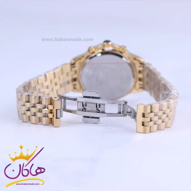 ساعت مچی رومانسون زنانه فلزی طلایی صفحه مشکی 9766/2 — تصویر ۲