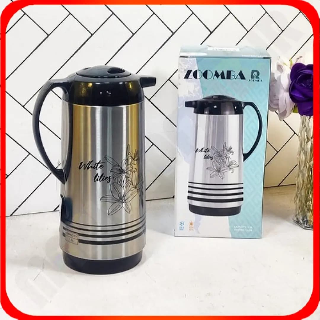 فلاسک ۱.۳ لیتری شیشه صورتی زومبا مدل S1746 خطی گلدار