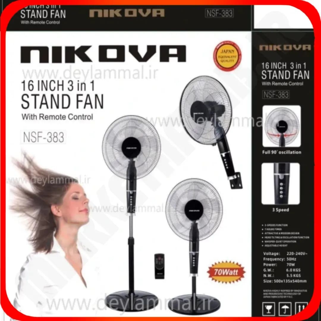پنکه سه حالته کنترلدار مدل NSF-383 نیکوا