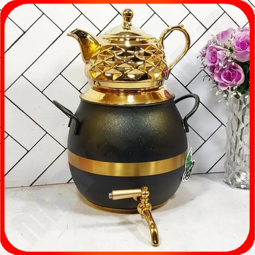 کتری قوری توپی مشکی طلایی ناسیونال