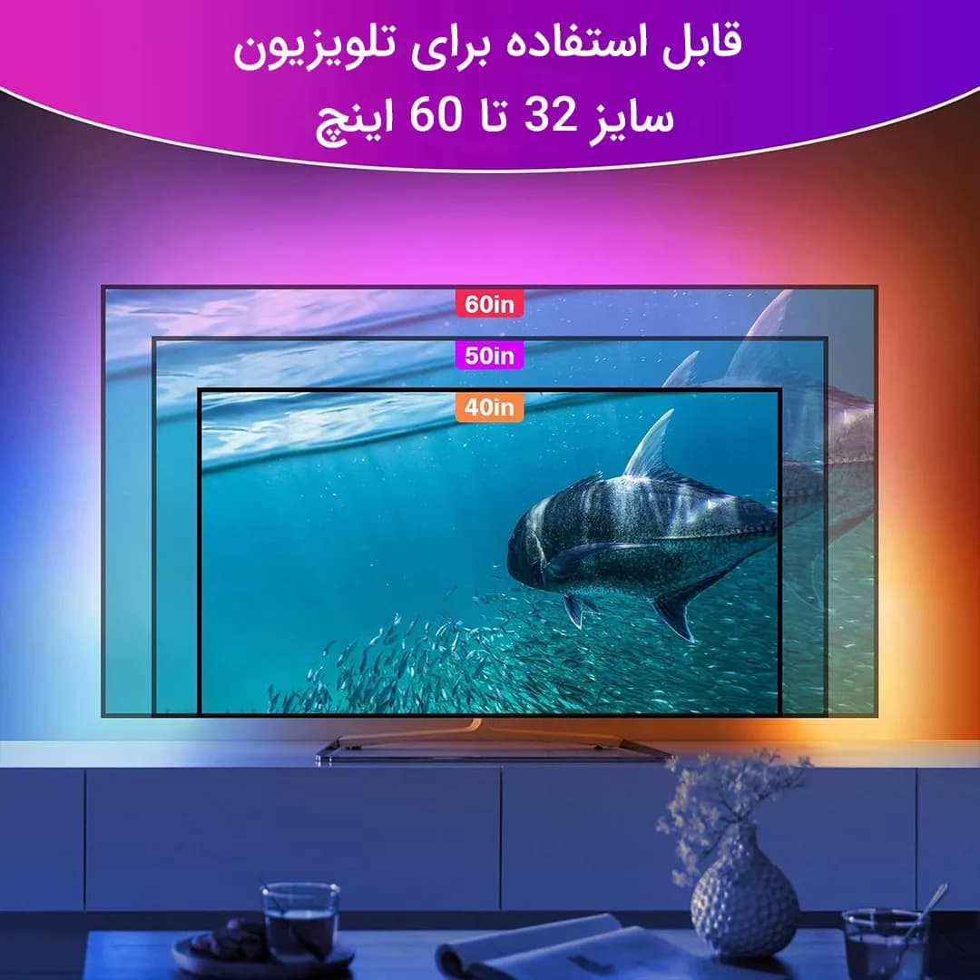 ریسه ال ای دی مدل RGB مولتی کالر بک لایت طول 3 متر — تصویر ۲
