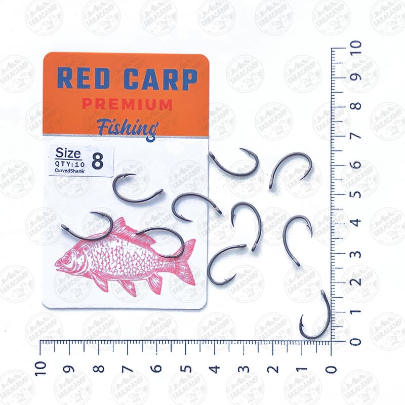 قلاب ماهیگیری RED CARP کپوری مدل CurvedShunk سایز ۸ بسته ۱۰ عددی