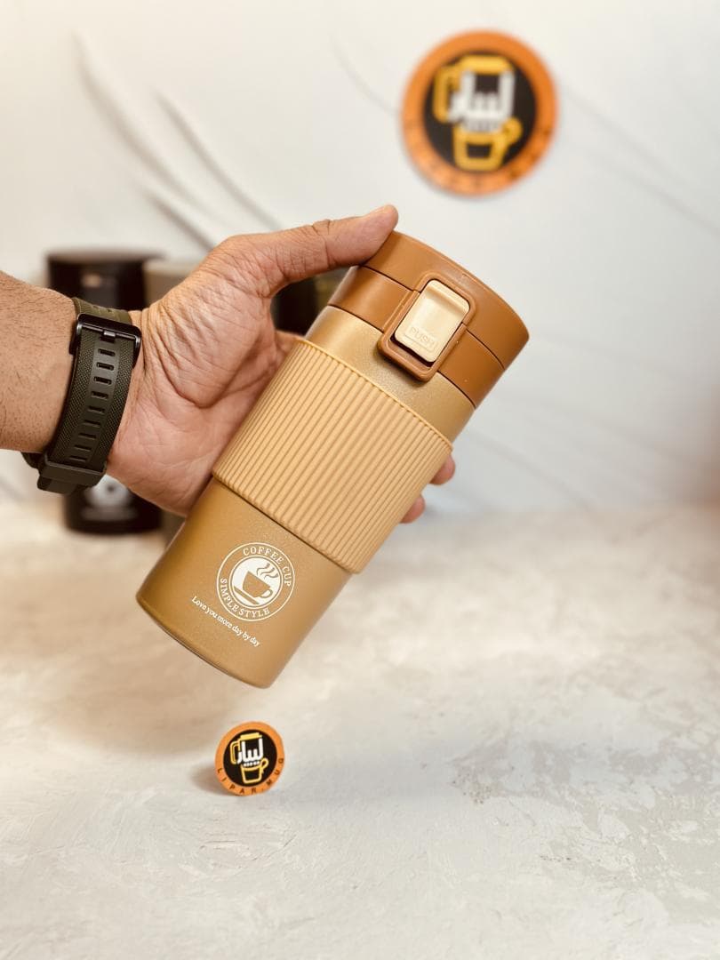 تراول ماگ کمربند سیلیکونی COFFE حجم 380 میل کد 1857 — تصویر ۳