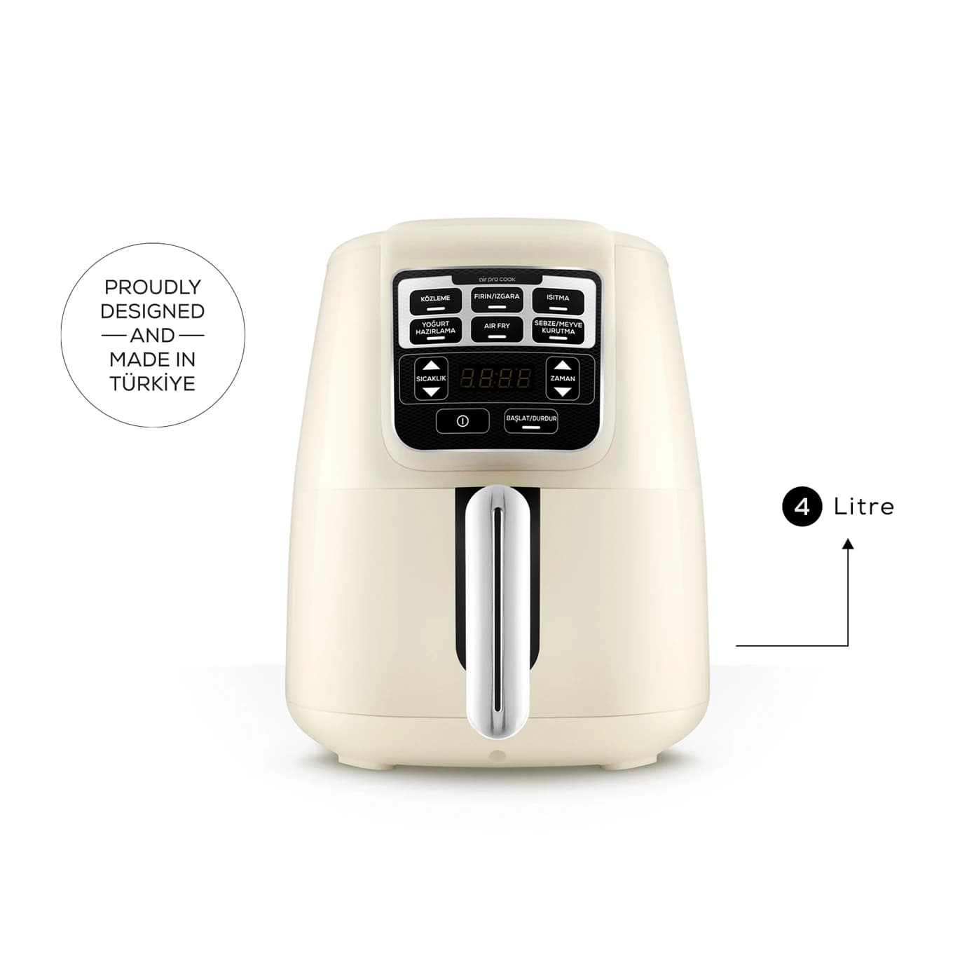 هواپز و سرخ کن بدون روغن سفید کاراجا Karaca Air Pro Cook Köz XL Airfryer Starlight — تصویر ۳