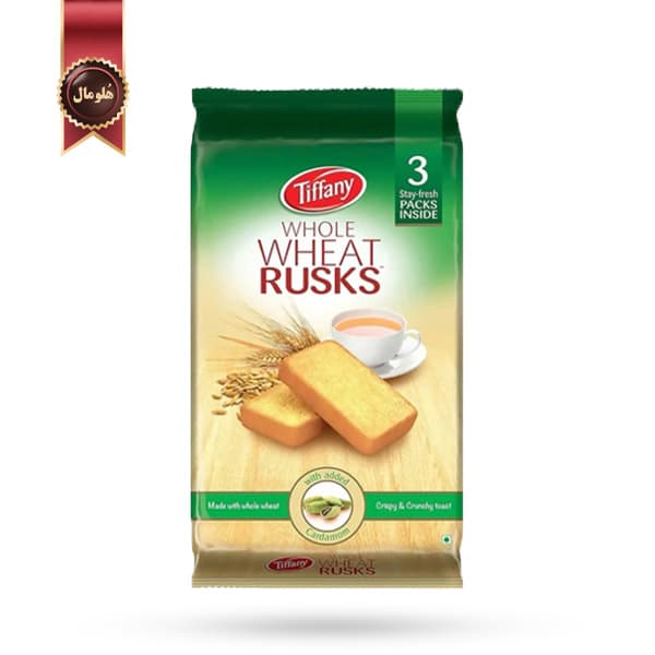نان تست سوخاری تیفانی Tiffany مدل گندم کامل با هل whole wheat with cardamom وزن 280 گرم (اورجینال)