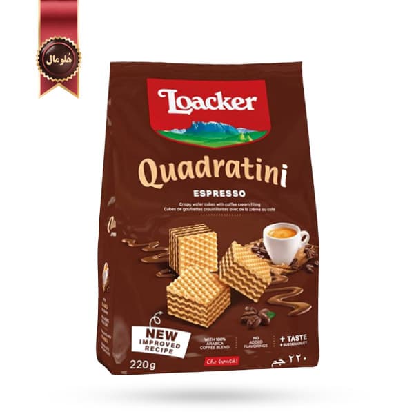 ویفر لوکر loacer مدل کوادراتینی اسپرسو Quadratini Espresso وزن 125 گرم (اورجینال)