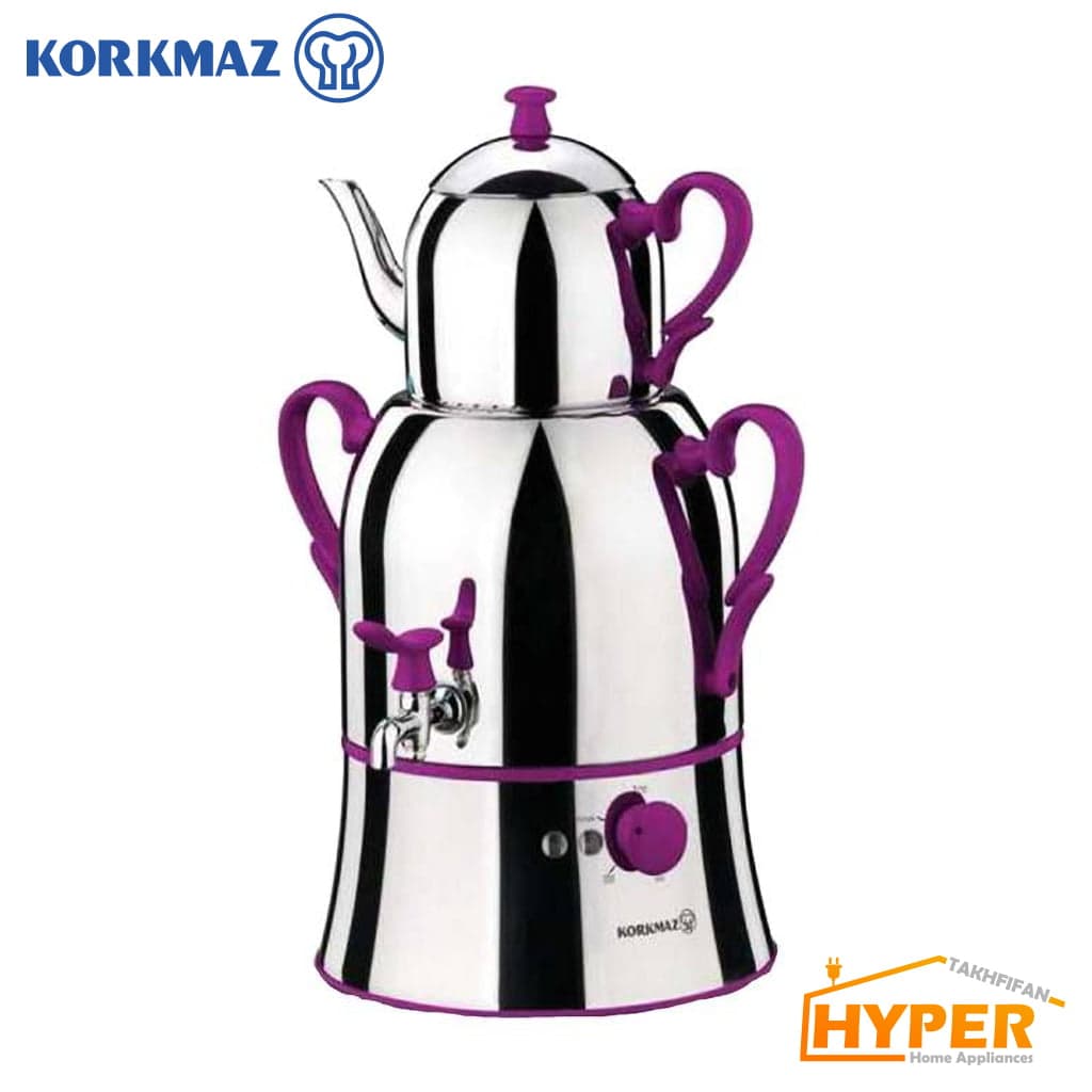 سماور برقی کرکماز Nosta کد 338 مشکی، صورتی، بنفش، آبی — تصویر ۳