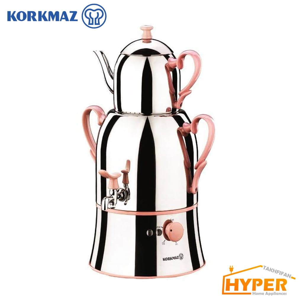 سماور برقی کرکماز Nosta کد 338 مشکی، صورتی، بنفش، آبی — تصویر ۴