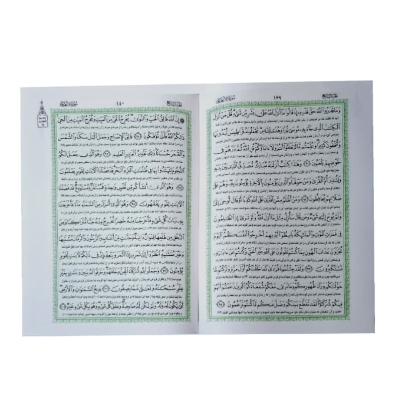 قرآن رحلی رقعی رسم الخط عثمان طه ترجمه الهی قمشه ای زمینه سبز کد 104753 — تصویر ۴