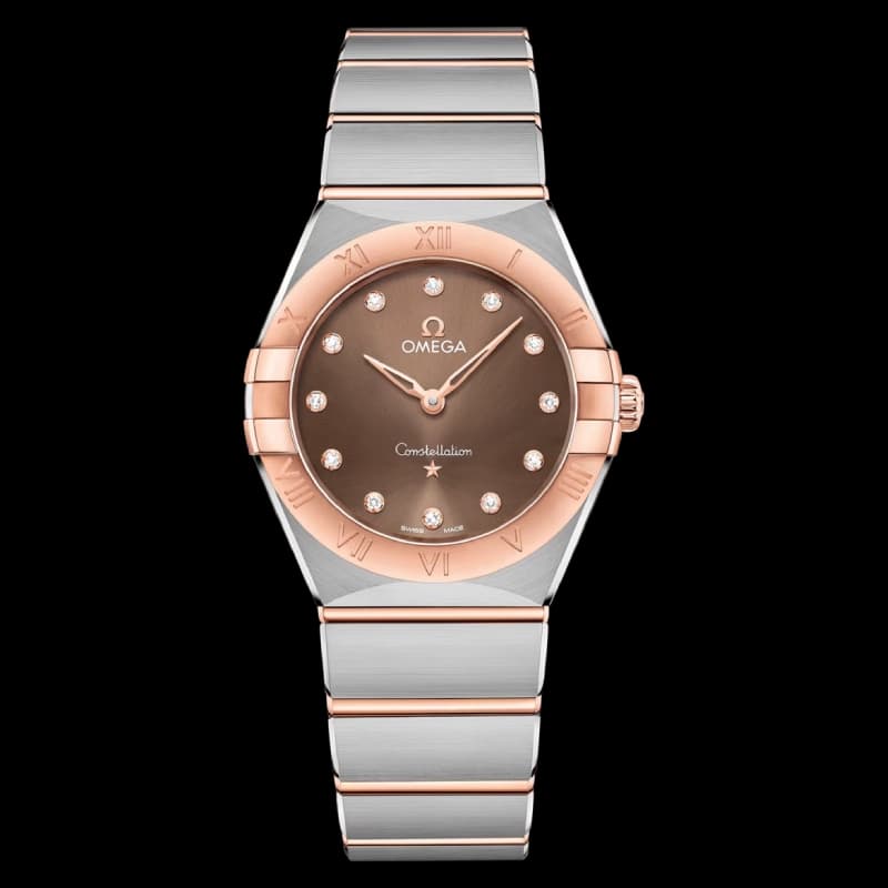امگا Constellation Quartz 28 قهوهای نگیندار و Sedna Gold | رفرنس 131.20.28.60.63.001