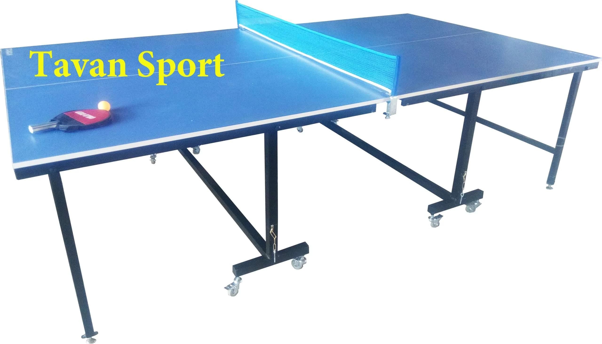 میز پینگ پنگ ۸ چرخ تاشو راکت دار ساخت سفارشی