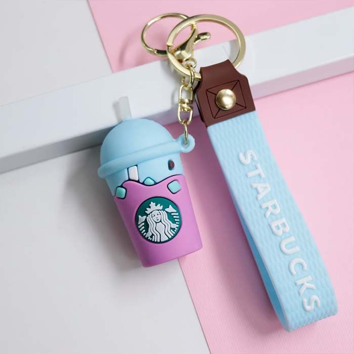 سرکلیدی سیلیکونی استارباکس starbucks بنفش ابی وارداتی 39606