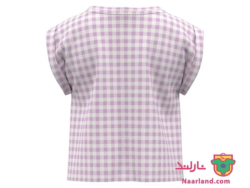 تیشرت نخی دخترانه لوپیلو (Lupilu) یاسی چهارخانه — تصویر ۲