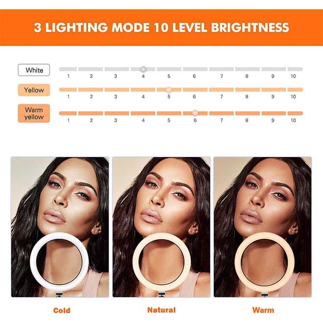 رینگ لایت 10 اینچی با سه پایه و نگهدارنده Sunnest 10 Inch Ring Light — تصویر ۲