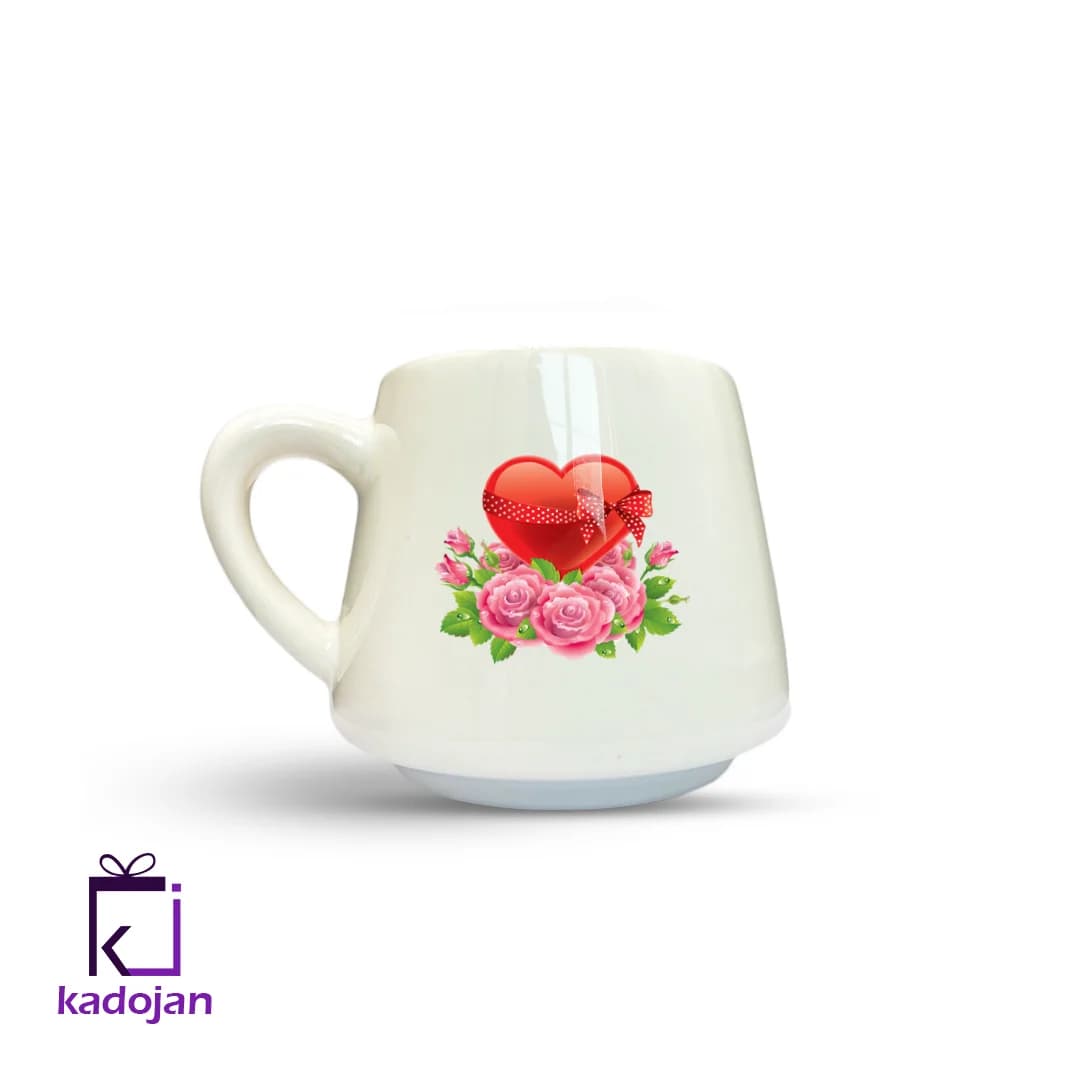 ماگ فانتزی طرح قلب و گل کد 1161