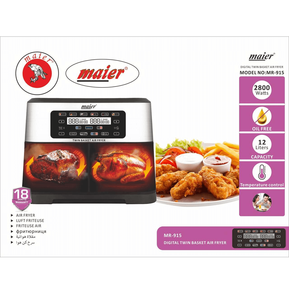 سرخ کن 12 لیتری دوقلو مایر مدل MR-915 — تصویر ۴