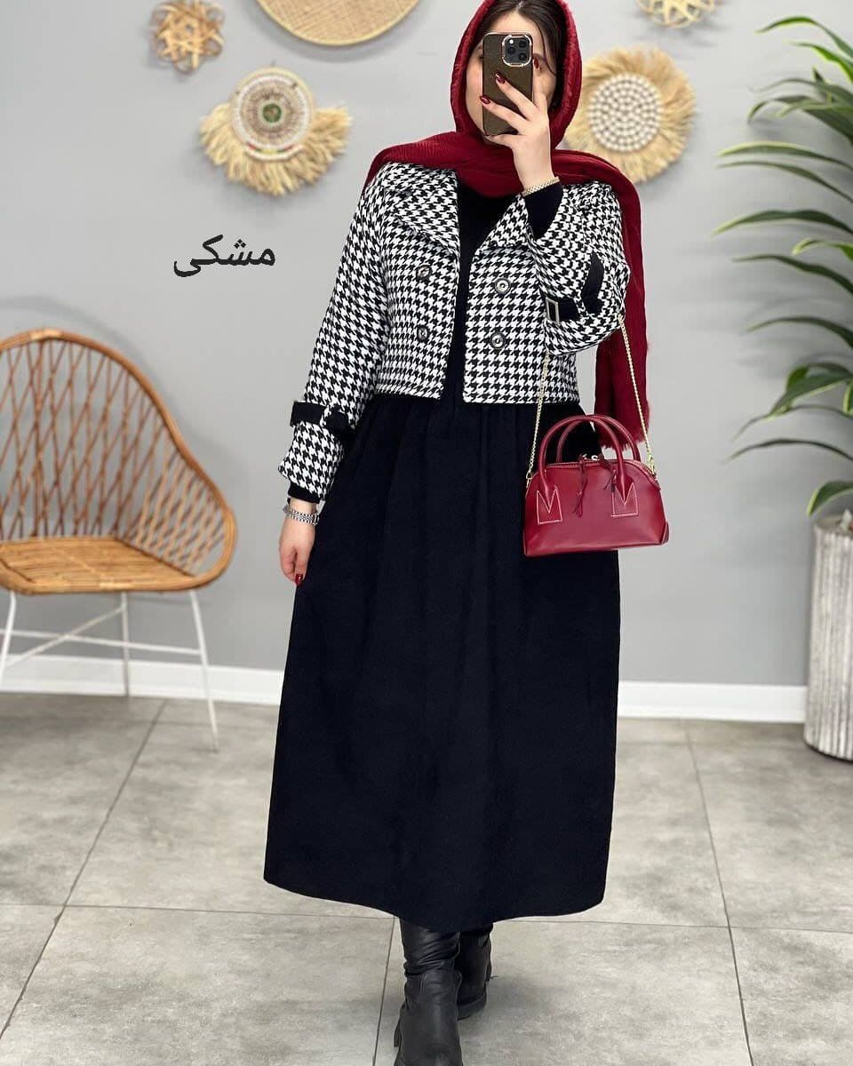 کت سارافون زنانه پیردوپل پشمی و مخمل کبریتی — تصویر ۶