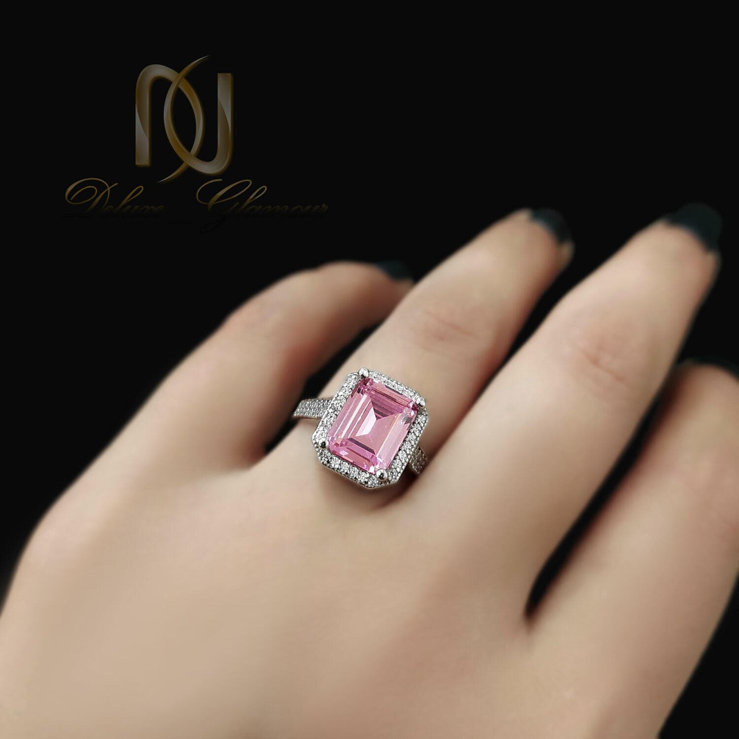 انگشتر نگین صورتی نقره زنانه شیک rg-n802 — تصویر ۲