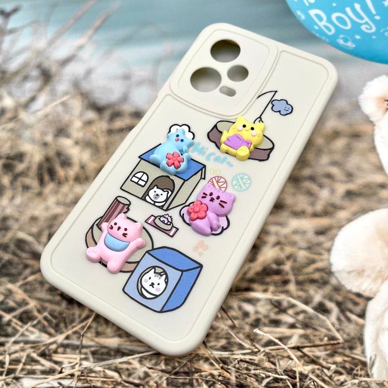 قاب گوشی Redmi Note 12 Pro 5G شیائومی Happy Pop عروسکی برجسته محافظ لنز دار Cute Cat کد 213006 — تصویر ۲