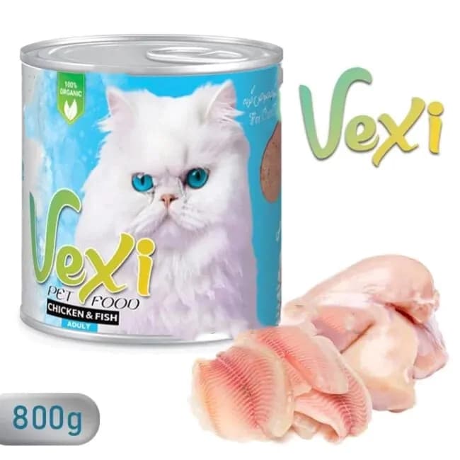 کنسرو گربه وکسی طعم مرغ و ماهی 800گرمی