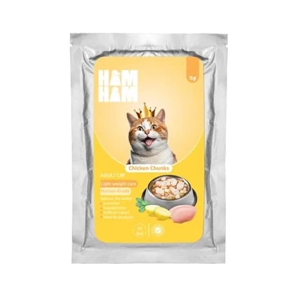 پوچ گربه چانک هام هام مرغ 75g Ham Ham