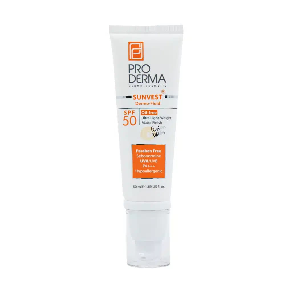 فلوئید ضد آفتاب فاقد چربی SPF50 پرودرما مناسب پوست های چرب و جوش دار 50 میلی لیتر — تصویر ۲