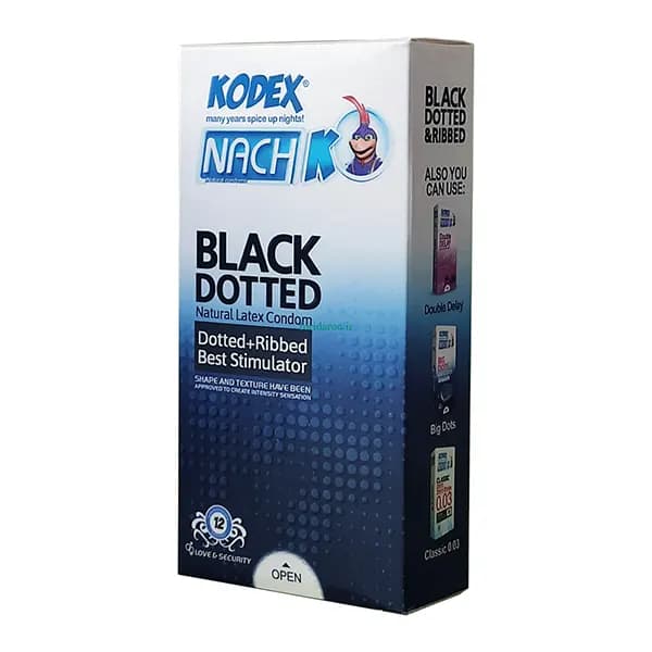 کاندوم لوبریکانت کدکس خاردار مشکی BLACK DOTTED بسته 12 عددی