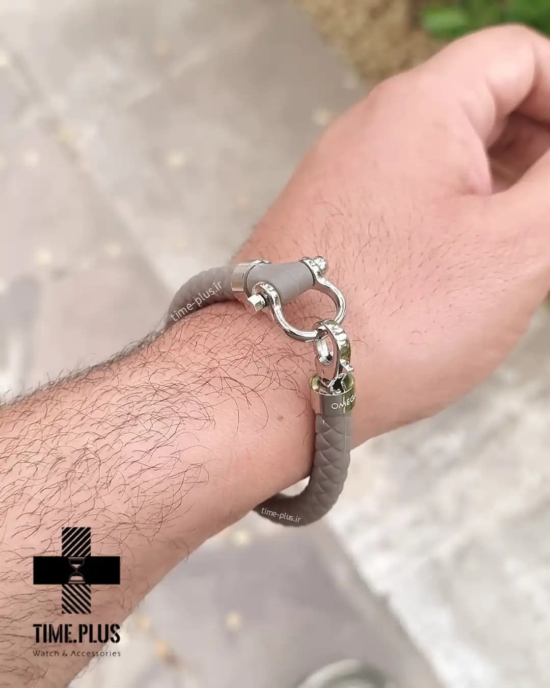 دستبند امگا رابر طوسی سگک نقره ای (کیفیت مستر) — تصویر ۵