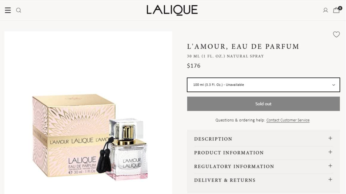 دکانت عطر ادکلن لالیک لامور زنانه 5 میل اصلی | Lalique L’Amour for Woman 5ml — تصویر ۳