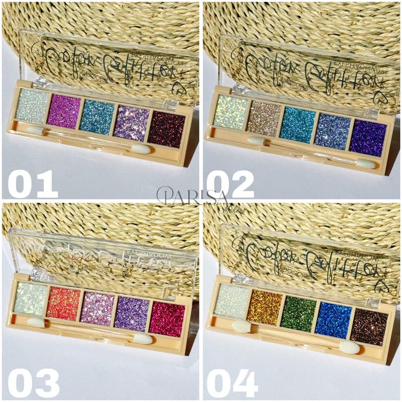 پالت سایه گلایتری 5 عددی Topcolor مدل Color Glitter(کد TC8003) — تصویر ۲