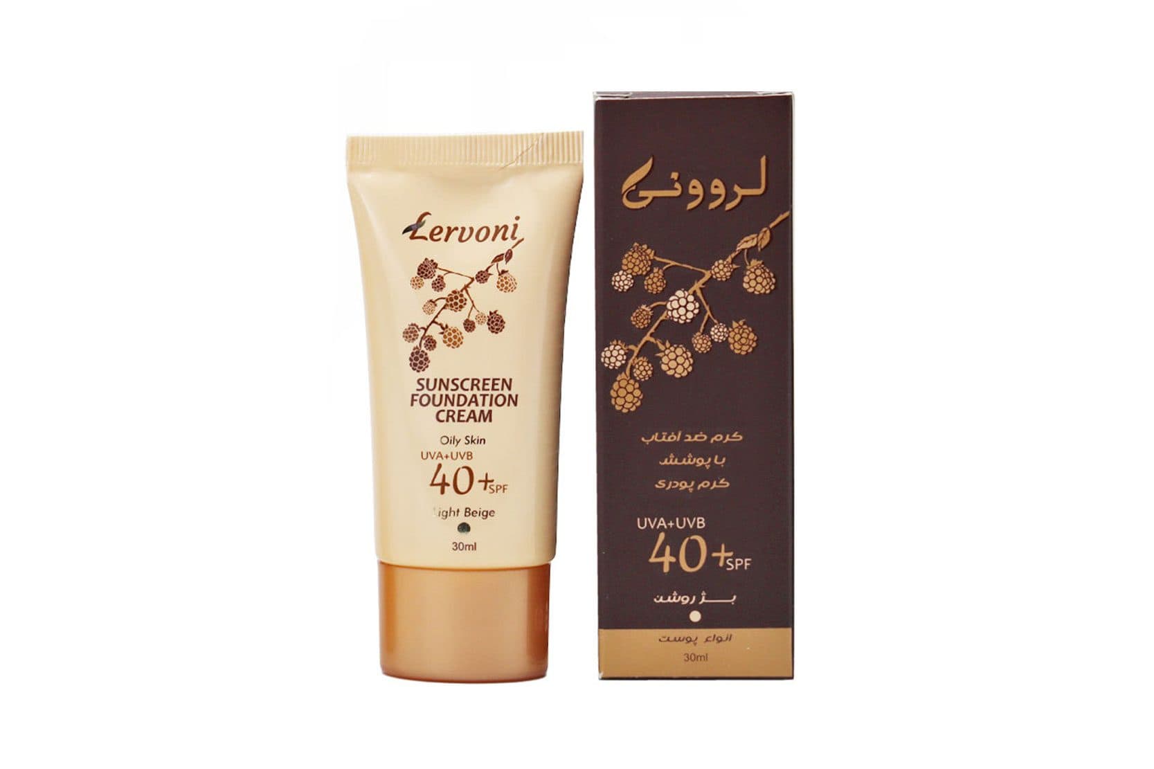 کرم پودر ضد آفتاب انواع پوست لروونی SPF40 حجم 30 میلی لیتر