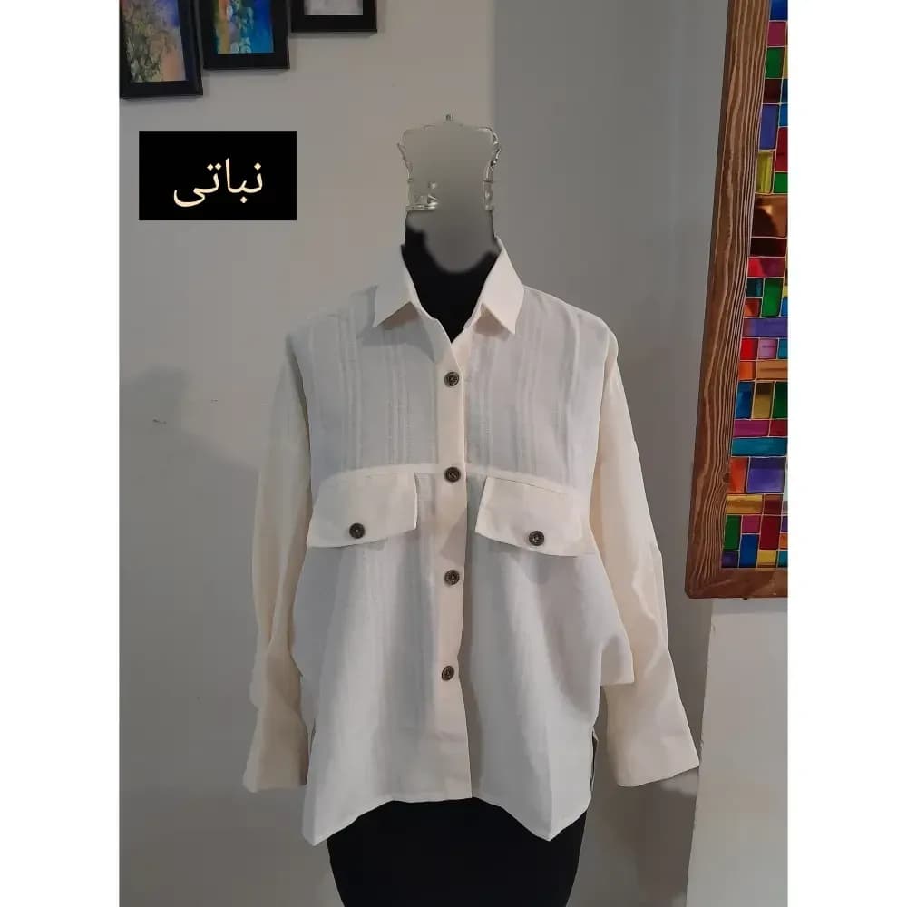 مانتو پانچ اسپرت دانشجویی دو جیب پارچه لینن سایز بزرگ — تصویر ۷